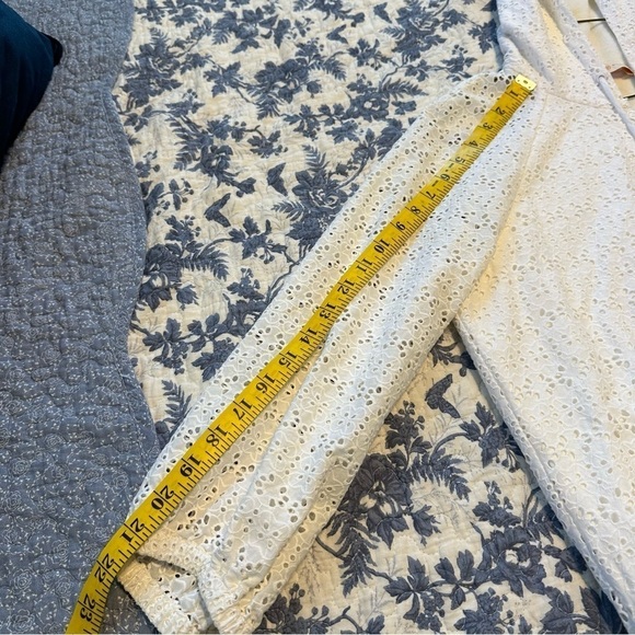 Tory Burch Jacket Zip Up Hoodie White Eyelet Elastic Waist Sheer Sleeves Size M - Picture 11 of 13